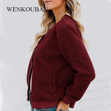 Jacket Winter Coat Fur Fleece Jacket Ladies Zip Up Teddy Coat Warm Female Clothes With Pockets Overcoat chaquetas de