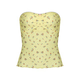 Fongt Cloth Forget French Pastoral Small Broken Flower Folded Bra Type Shoulder Boobs Boobs Design Style Wrapped Bra Blouse