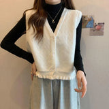 Fongt Vest Women's 2025 New Wear Early Spring Wooden Ear-Side Sweater Vest Stacked Shoulder Woman