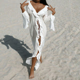 Women's 2024 Summer New Long Sleeve Lace Cardigan Sun Protection Blouse Dress Elegant Sexy Party Club Outfit-Outfit