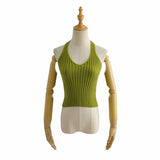 New Multicolor V-Collar Neck Suspender Summer Solid Color Bare Back Short Style Exposed Navel Wiped Chest Girl-Outfit