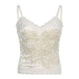 Fongt Storm Point Print Lace Spliced Bow Sling Sling Vest Hottie Sexy Bare Back Short Shirt