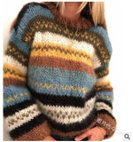 Fongt And Winter Rainbow Loose Fashion Sweater Casual Warm Knitted Shirt Women's