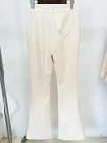 QUALITY Newest 2023 Designer Runway Suit Set Women's Crystal Stone Button Solid Color Blazer Slit Pants