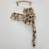 Denim Irregular Patchwork Ruffles Mini Skort-Outfit