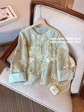 Chinese Style Plate Button Embroidered Shirt Women's Dress 2024 Summer High-Level Sense Of Vintage Unique Thin Coat-Outfit