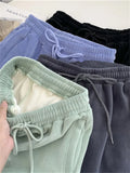Korean Fashion Solid Fleece Jogging Sweatpants Women Harajuku Casual Wide Leg Tracksuit Oversize Baggy Winter Sports Pants 1028-1-Outfit