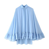 Fongt Women's Explosive Temperament Collar Horns Sleeve Cloak Dress