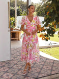 Fongt Women's Color Printing Embroidery Sleek Fashion Splicing Dress Women 8130