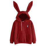 Cute Bunny Printed Girl Hoodie Casual Long Sleeve Sweatshirt Pullover Ears Plus Size Top Sweatershirt Hot