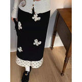Fongt Wave Point Splicing Skirt Women's Dress 2025 New High-End Design Feeling Thin Straight-Tender Skirt