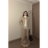 Fongt Old Money Style Wearing Long-Sleeved Wool Coat Autumn And Winter Lace Bottoming Sleeves Sleeves Three Sets