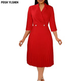 5 Colors Sexy Suit Collar African Dresses for Women 2022 Summer Clothes Long Pleated Dress Party White Elegant Robe Longue