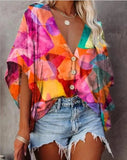Tees Button V Neck Sexy Casual Befree Short Sleeve