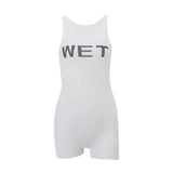 Fongt Summer Trend New Sexy Micro Letter Print Show Thin Versatile Straight Jumptop-Outfit
