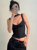 Fongt Familiar Wind Around The Neck Invisible Buckle Square Neck Sling Urban Commuter Bosom-Type Waist Thin Short Baboon Vest