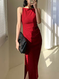 New Women Summer Clothes Spaghetti Strap Sleeveless Sexy Elegant Black White Party High Slit