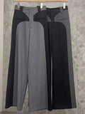 2023 Spring NewDesign Sense Color Contrast Patchwork Suit Pants Women's High Waist Slimming Loose Wide Leg Mop Pants-Outfit