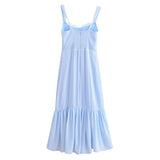 2024 New French Style French Retro Pure Color Lace Fake Two Sling Dresses-Outfit
