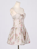Fongt Feel Dress 2025 Elegant Wind Print High Belt Design Short Sling Princess