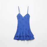 Fongt New Women's V Collar High Waist Splicing In The Long Sling Dress Women's Style-Outfit