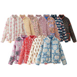 Fongt Women's Explosion French Vintage Printed Cotton Coat