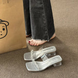 Fongt This Summer New Wearing Slippers Women's Water Drill Fairy Style Dress Thick And Transparent Crystal And Cool Drag