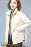 Winter Women Lightweight Down Cotton Jacket 2023 Thin Solid Stand Collar Short Jacket Female Cotton Padded Coat