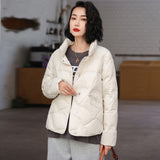Light Short Down Jacket Female Winter Burst Xiangyun Fashion Short Small White Duck Down Warm Coat-Outfit