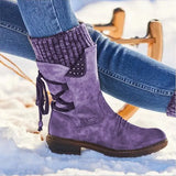 Boots Women Basic Women Mid-Calf Boots Round Toe Zip Platform Decor Female Shoes Warm Lace Up Boots