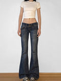 Fongt Cloth Forget The Street To Do Old Water Wash Low-Rise Micro-Skinny Jeans Retro-Styled Hip Casual Trousers