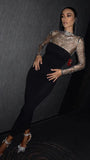 Blingbling Net Diamond Splicing Bag-Buffed Black Dress Famous Luxury Banquet Party Bandage