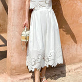 Fongt French Hollow Top Embroidered Half-Dress Girl's Famous Lady Small Fragrant White Suit Shenzhen South Oil Women's