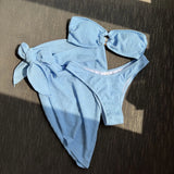 2023 New Texture Rag Bra Three-Piece Swimsuit Swimsuit