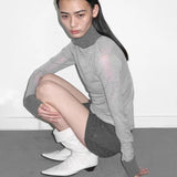 Turtleneck See Through Long Sleeve Top-Outfit