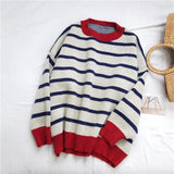 Knitting Pullover Women's Sweaters Casual Loose O-Neck Spliced Long Sleeve Lady Sweater Autumn New Female Chic