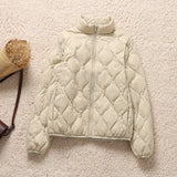Autumn And Winter New Style Down Jacket Female Short Style Ling Ge Fashion Korean Version Shows Thin Stand Collar Light White Duck Down Coat Tide-Outfit