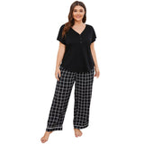 Fongt Size Pajamas Female Spring And Summer Fat Mm Short-Sleeved Pants Large Size Home Clothes-Outfit