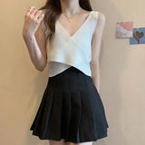 Fongt Color Cross Waistcoat Women Wearing Summer Slings New Deep V Bosom Sexy Hottie Sleeveless Top In
