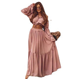 Autumn And Winter New Sexy Navel Skirt Suit INS Leisure Style Belt Two-Piece Set-Outfit