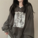 Vintage Print Oversized Hoodie-Outfit