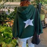 Back Star Print Hooded Oversized Sweater-Outfit