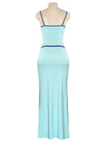 Blue Two Tone Cami Top And Maxi Skirt Set-Outfit