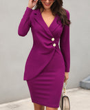 Fongt 2025 Body-Buttoning Hip-Bottom Button Buckle Professional Dress Ebay