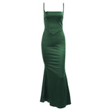 Green Elegant Mermaid Prom Dress Spaghetti Strap Bodycon Celebrity Evening Dress Formal Occasion Dresses Summer 2023-Outfit