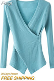 Sexy V-Neck Long Sleeve Pullover Knitted Sweater Women 2023 Winter Sweaters Knitwear Korean Woman Clothes