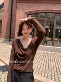 Fongt Does Not Return] Xiu Xixi 2025 Autumn Swing Bottom Knitted Long-Sleeved T-Shirt Top 89522