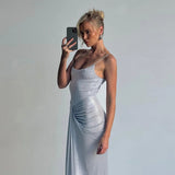Silver Wrap Design Strap Maxi Dress-Outfit