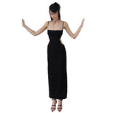 Fongt Slings Sexy Dew Fine Shiny Shiny Dress Summer Pure Breeze Hottie Senior Long Dress