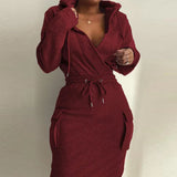 Fongt Women's Wear Early Spring 2024 New Temperament Elegant Solid Color Hooded Rope Top Slim Suit
